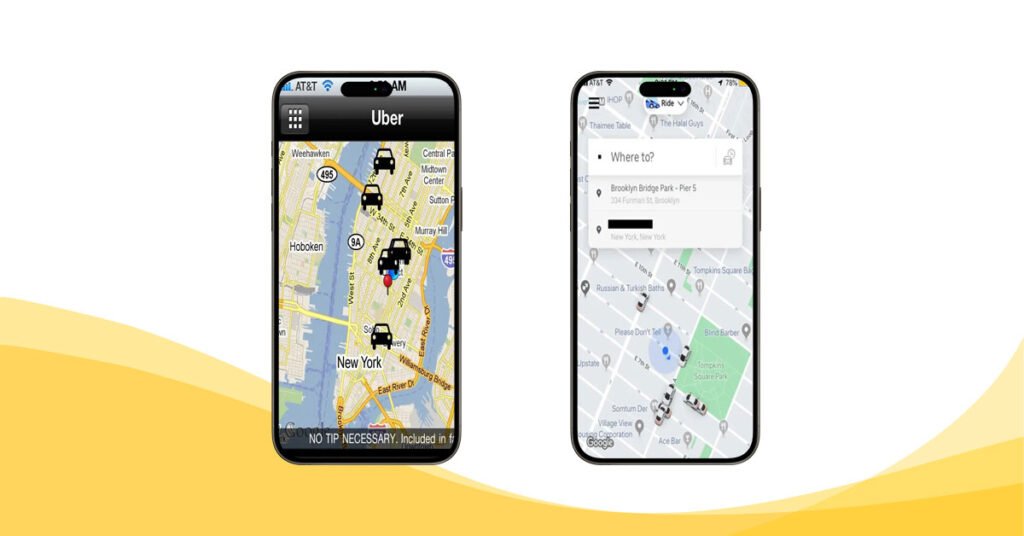 Old Uber app design vs new Uber app design